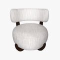 ESTER Fauteuil en tissu blanc écru pieds en bois foncé