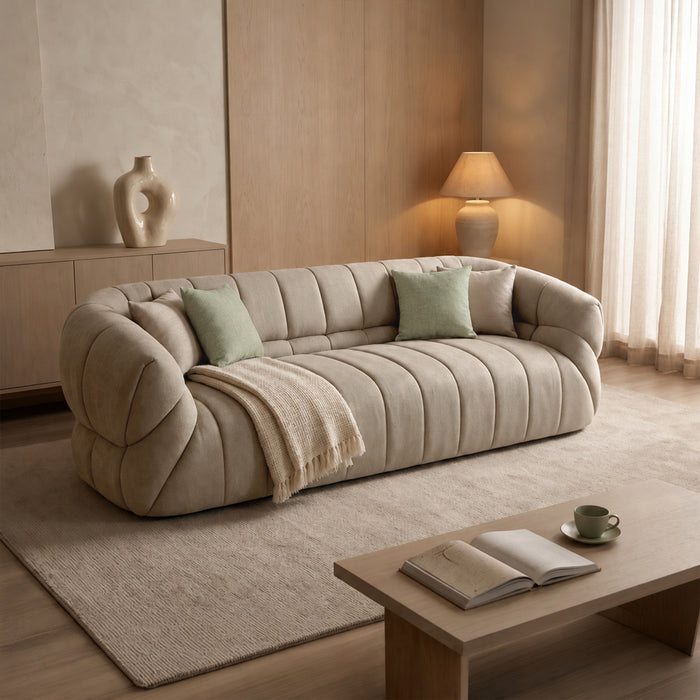 SIENA Canapé 3 places en tissu taupe – Canapés fixes Mobilier Deco