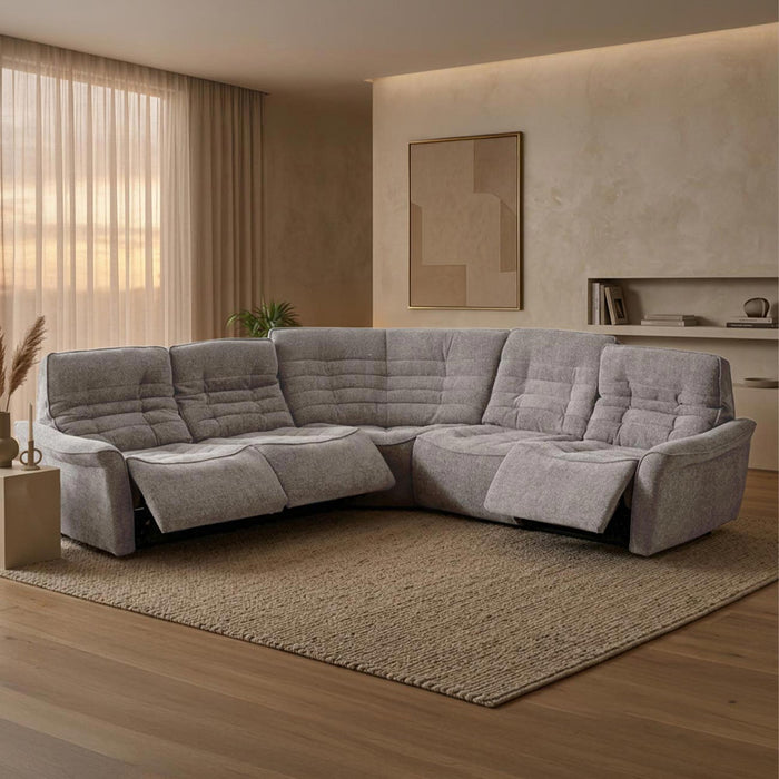 CHILLY Canapé d'angle relax électrique réversible en tissu taupe