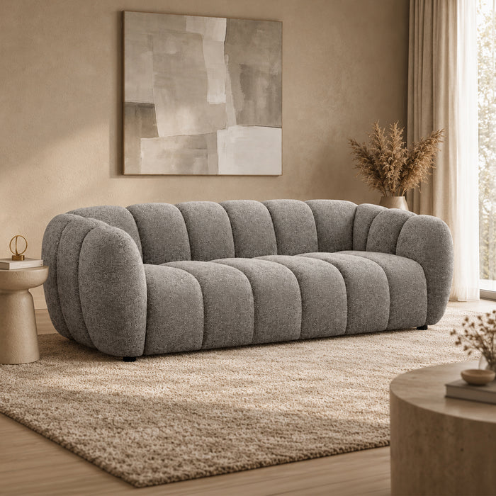 CAMILLE Canapé 3 places en tissu taupe – Canapés fixes Mobilier Deco