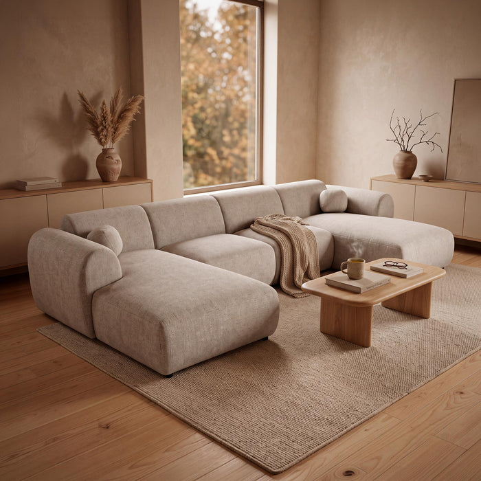 NAYLA XL Canapé panoramique en tissu beige Mobilier Deco