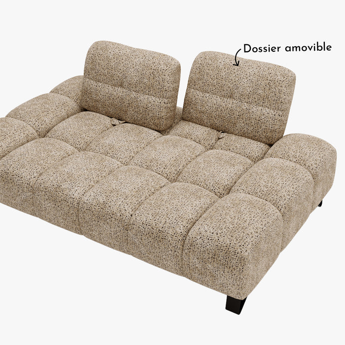 LOREA Canapé 2 places avec dossier amovible en tissu taupe foncé