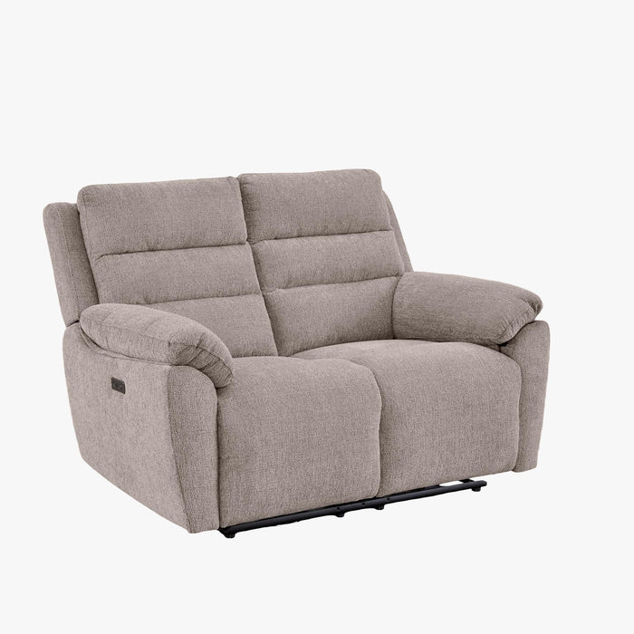 ULYA Canapé 2 places relax électrique en tissu taupe