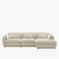 KENDAL Canapé d'angle en tissu beige - Angle droit