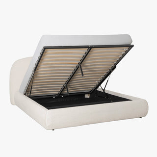 ADAM Lit double en tissu bouclette beige avec coffre 160x200 cm