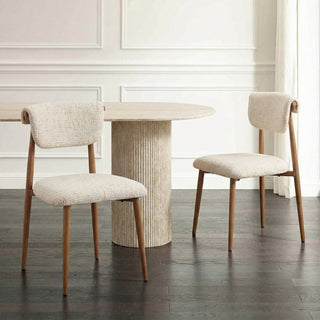 ADRIA Lot de 2 chaises en tissu beige pieds couleur bois