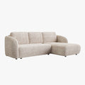 ALANYA Canapé d'angle convertible avec coffre en tissu beige - Angle droit
