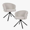ALBANE Lot de 2 chaises pivotantes en tissu beige pieds en métal noir