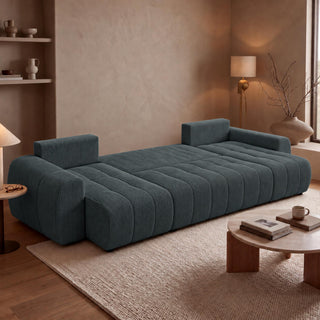 ALYA XL Canapé panoramique convertible avec coffre en velours côtelé gris foncé