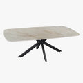 APOLLO Table basse ovale en pierre frittée beige 130 cm