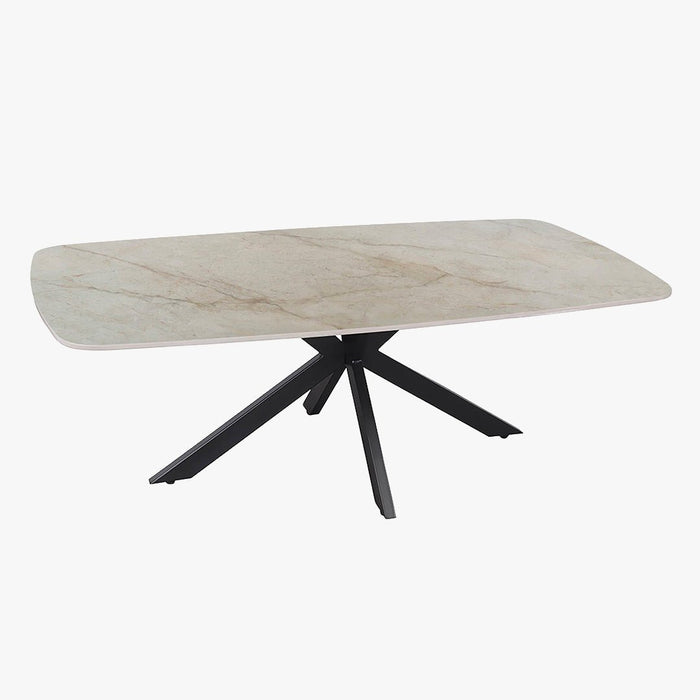 APOLLO Table basse ovale en pierre frittée beige 130 cm