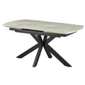 ARES Table à manger extensible en pierre frittée beige et métal noir