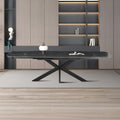 ARES Table à manger extensible en pierre frittée et métal noir