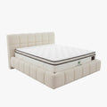 ARIONA Lit double en tissu beige avec coffre 140x190 cm