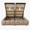 ARIONA Lit double en tissu taupe avec coffre 140x190 cm