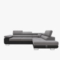 AUBIN Canapé d'angle convertible gris et noir coffre de rangement - Angle Droit