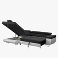 AUBIN Canapé d'angle convertible noir et blanc coffre de rangement - Angle Gauche