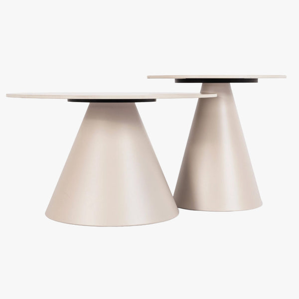 AVILA Lot de 2 tables couleur travertin pieds beige
