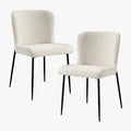 AZEL Lot de 2 chaises tissu bouclette blanc écru piètement métal noir
