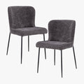 AZEL Lot de 2 chaises tissu bouclette gris anthracite piètement métal noir