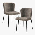AZEL Lot de 2 chaises tissu bouclette taupe piètement métal noir