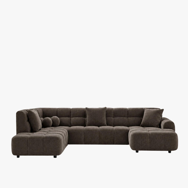 BELIZ XL Canapé panoramique tissu marron foncé - Angle droit