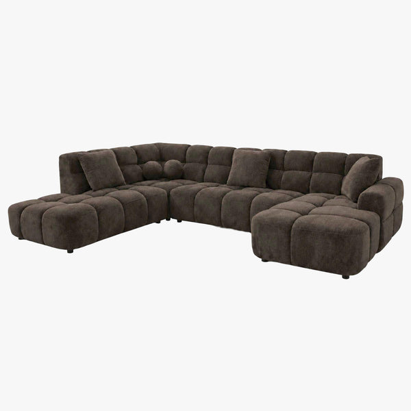 BELIZ XL Canapé panoramique tissu marron foncé - Angle droit