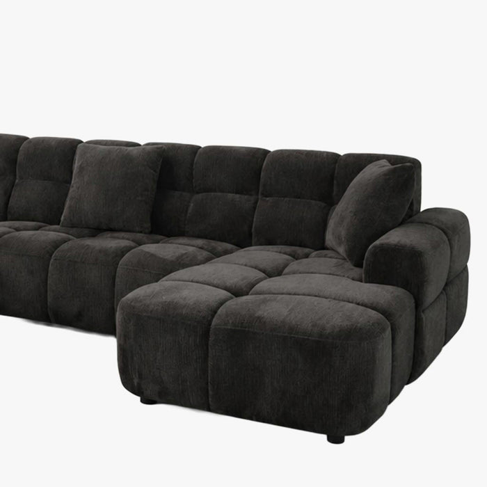 BELIZ XL Canapé panoramique tissu noir - Angle gauche