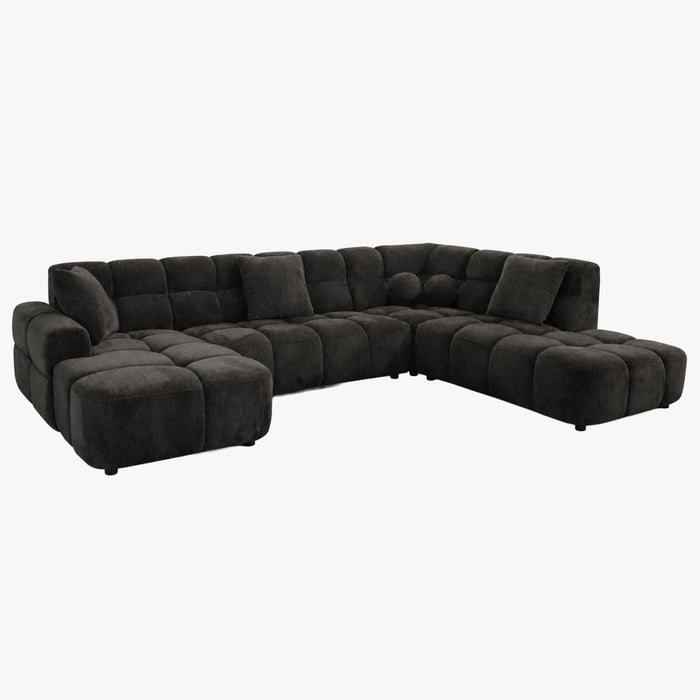 BELIZ XL Canapé panoramique tissu noir - Angle gauche