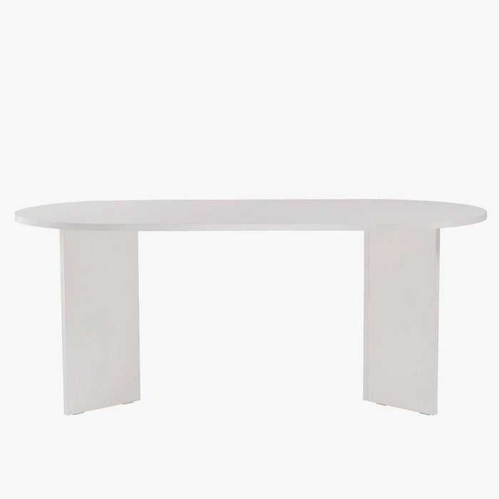 BELORA Table à manger ovale couleur bois blanc 180 cm – Table à manger – vue 2