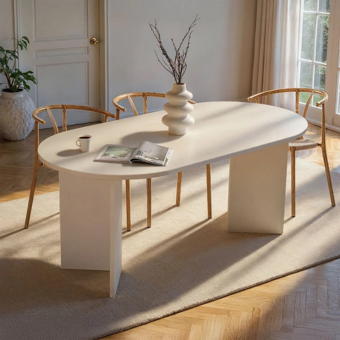 BELORA Table à manger ovale couleur bois blanc 180 cm – Table à manger Mobilier Deco