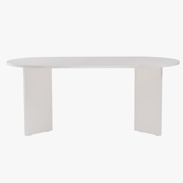 BELORA Table à manger ovale couleur bois blanc 180 cm