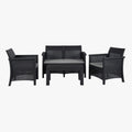 BRENTA Ensemble de mobilier de jardin 4 places avec table noir