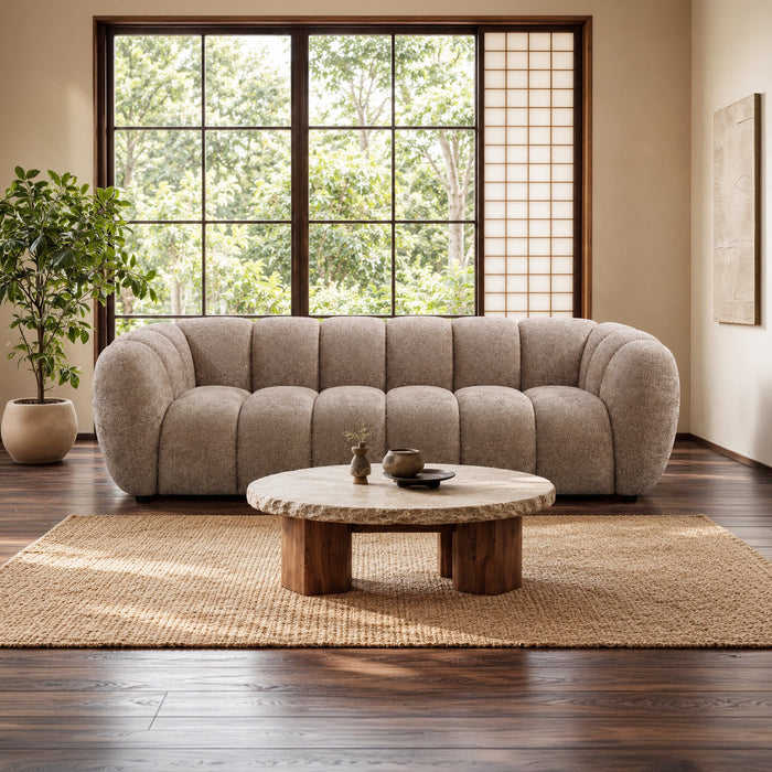 CAMILLE Canapé 3 places en tissu taupe foncé