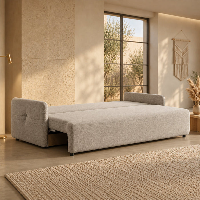 CARLA Canapé 3 places convertible en tissu beige – Canapés convertibles – vue 2