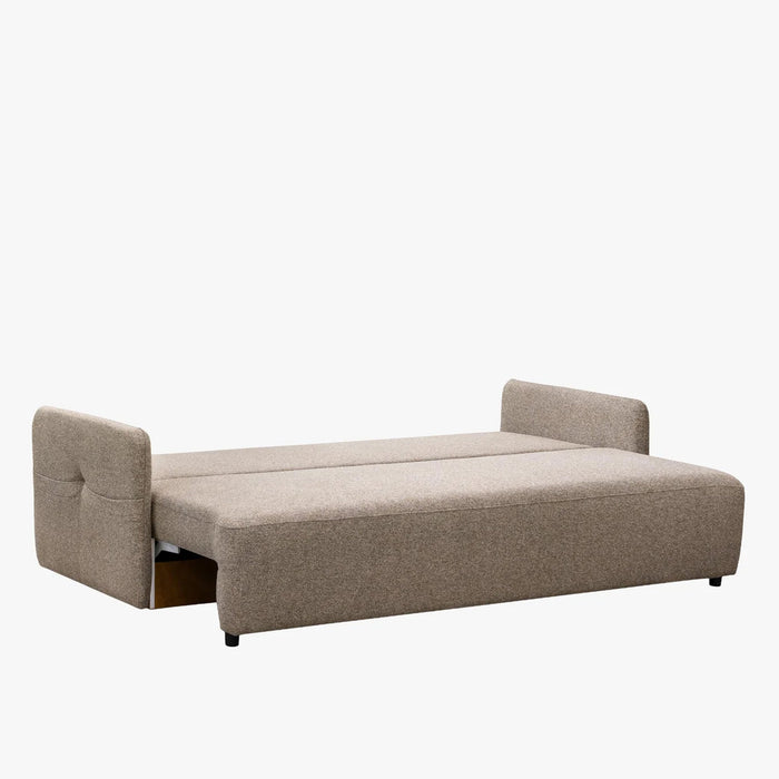 CARLA Canapé 3 places convertible en tissu taupe