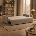 CARLA Canapé 3 places convertible en tissu taupe