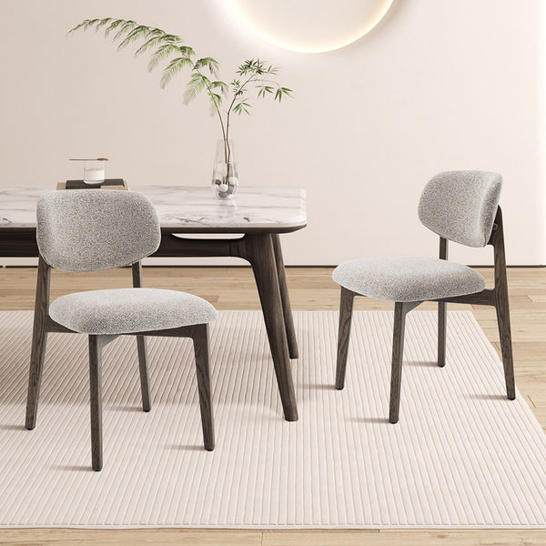 CARMEN Chaise en tissu beige et chêne massif foncé