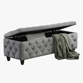 CASTRIA Banquette coffre capitonné en velours gris foncé