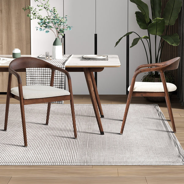 CLAIRE Chaise en tissu beige piètement en bois massif foncé