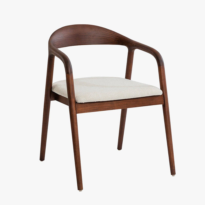 CLAIRE Chaise en tissu beige piètement en bois foncé