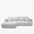 CLOUD Canapé d'angle convertible en tissu bouclette beige - Angle gauche