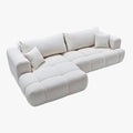 CLOUD Canapé d'angle convertible en tissu bouclette beige - Angle gauche