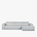 CYNDA Canapé d'angle en tissu capitonné gris - Angle droit