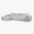 CYNDA Canapé d'angle en tissu capitonné gris - Angle gauche