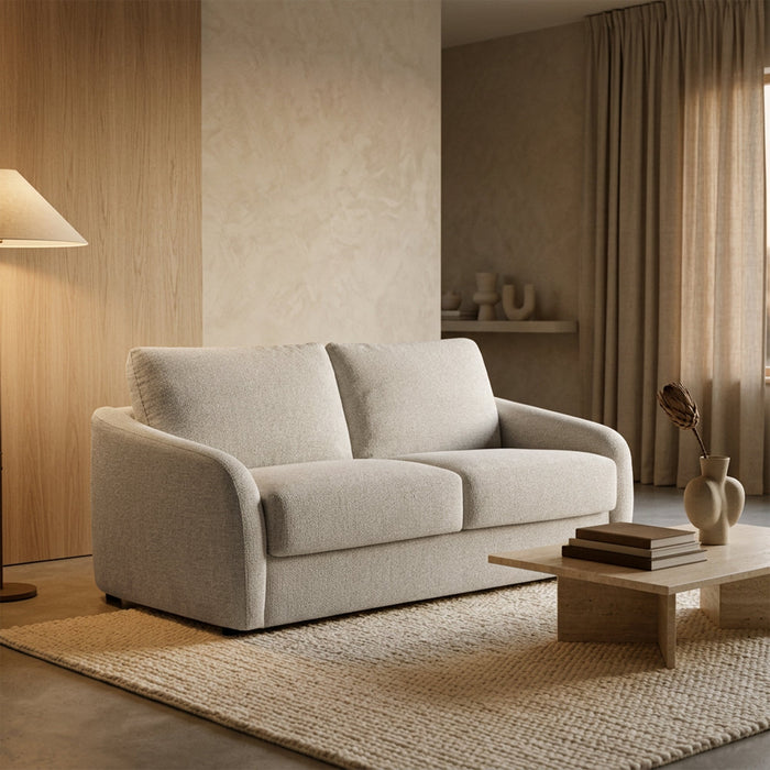 DAEL Canapé 3 places convertible en tissu beige – Canapés convertibles Mobilier Deco