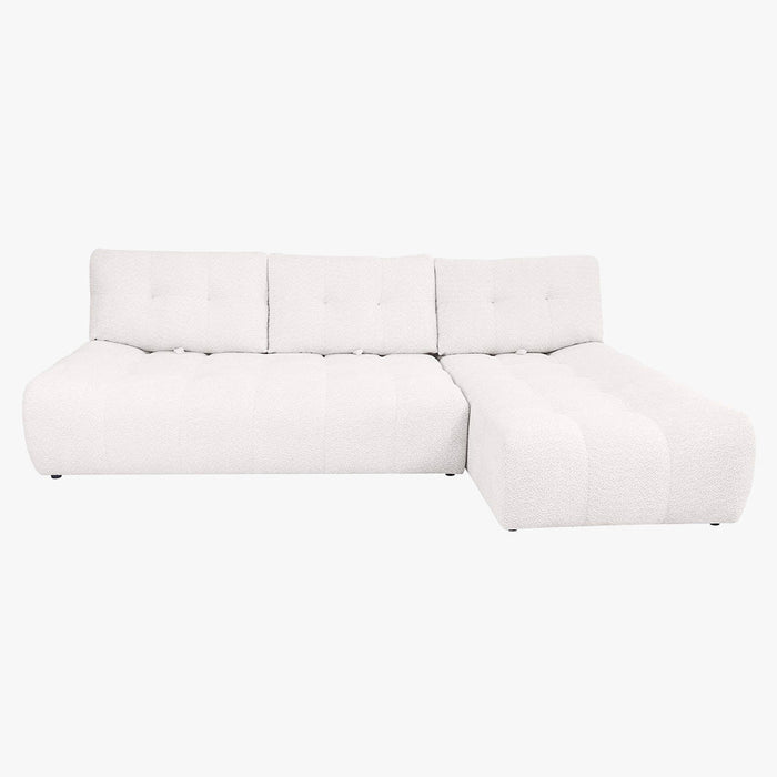 DALIA Canapé d'angle avec dossier amovible en tissu blanc écru - Angle droit