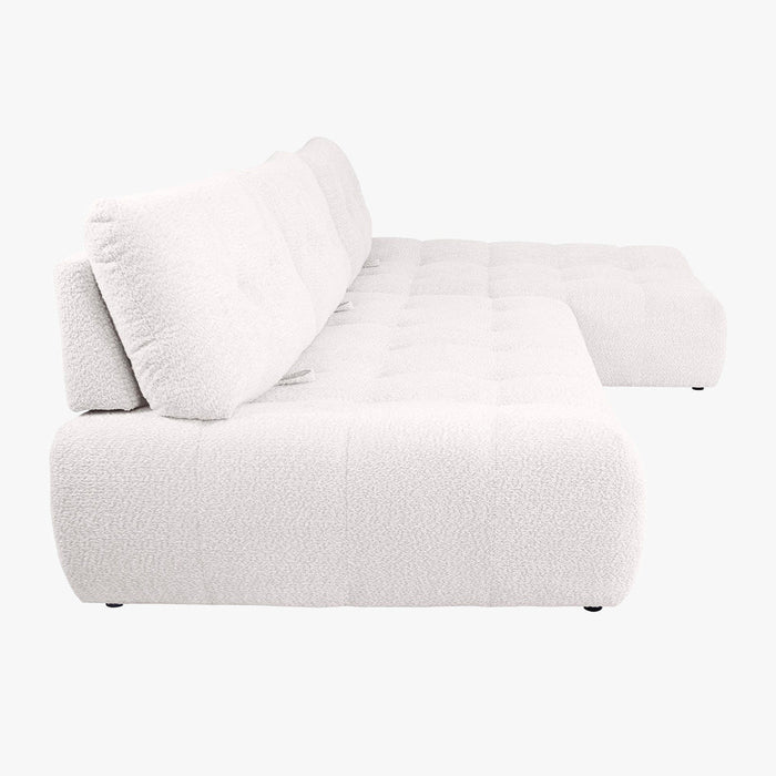 DALIA Canapé d'angle avec dossier amovible en tissu blanc écru - Angle droit