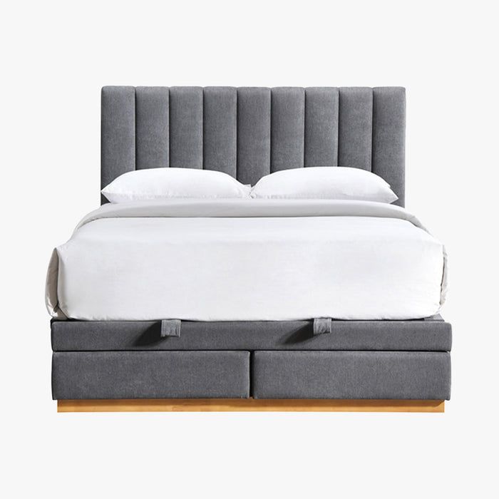 DANIEL Lit double en tissu gris anthracite avec coffre et tiroir 140x190 cm