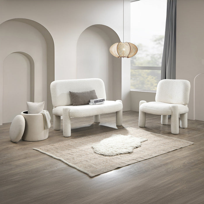 DANITA Fauteuil design effet peau de mouton blanc écru